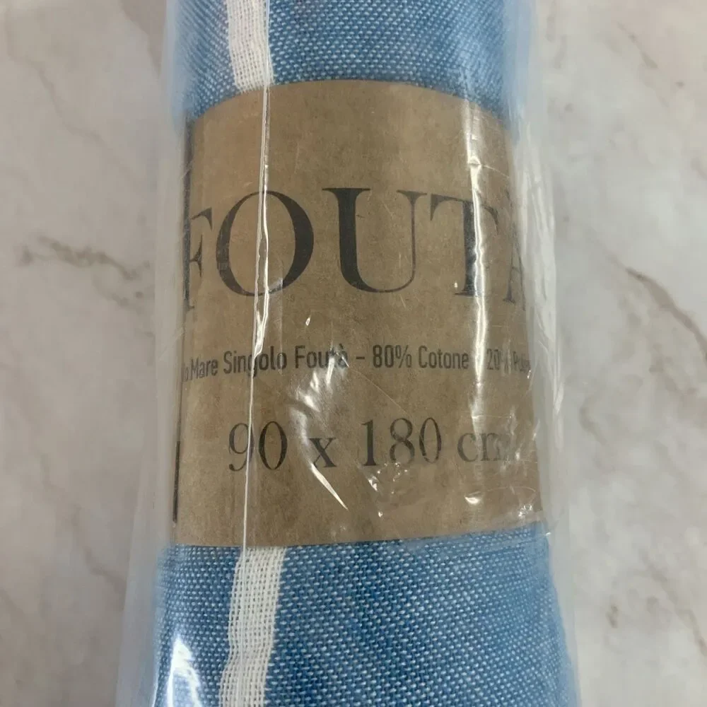Fouta Rigato Towel Turkish Beach Towel Blue White 35
